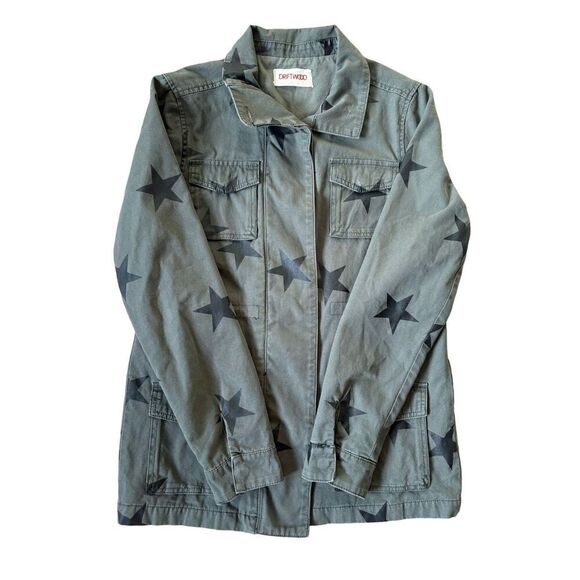 Sundance DRIFTWOOD Star Print Green Military Field Utility Jacket size S - Picture 5 of 13